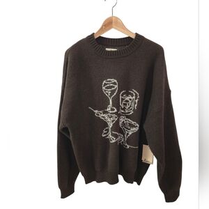NWT ESC. Es.cape Martini Sweater Brown Crew Neck Size XL